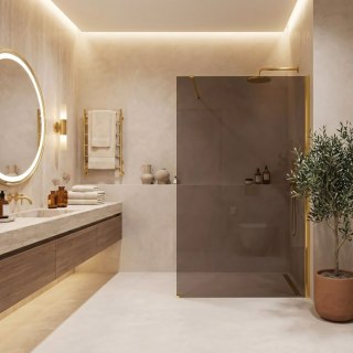 Kabina prysznicowa Walk-In Rea Flexi Brown / Gold 140