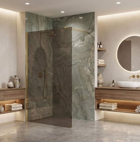 Kabina prysznicowa Walk-In Rea Flexi Brown / Gold 80