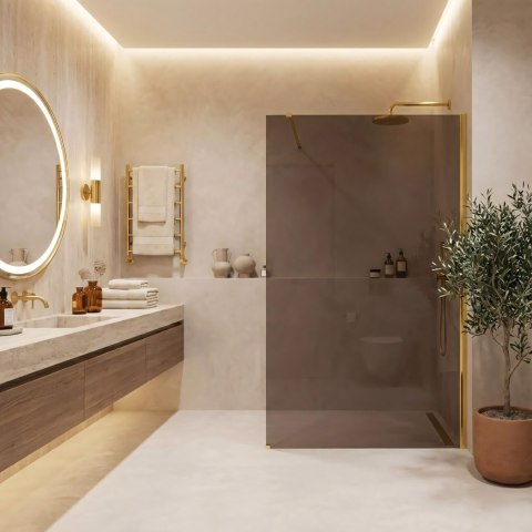Kabina prysznicowa Walk-In Rea Flexi Brown / Gold 80