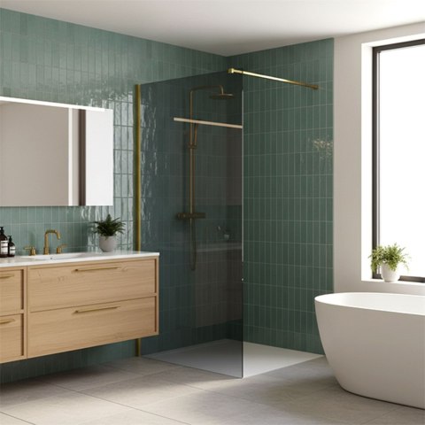 Kabina prysznicowa Walk-In Rea Flexi Grey / Gold 140