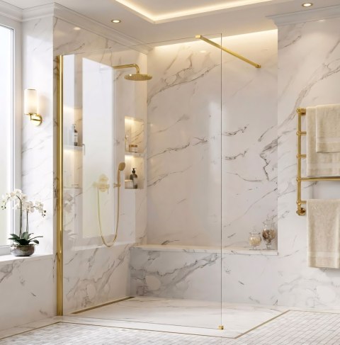 Kabina prysznicowa Walk-In Rea Flexi Transparent / Gold 120