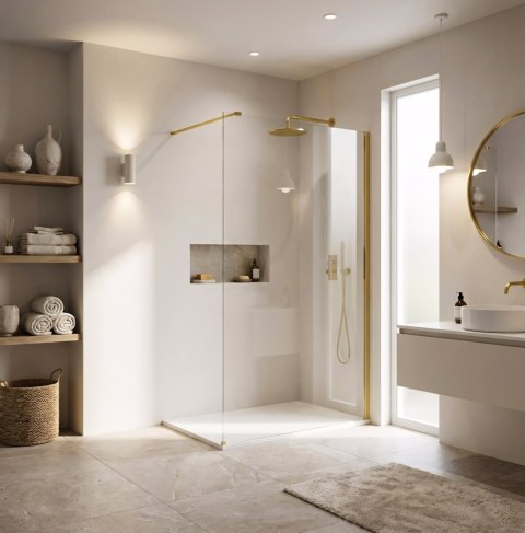 Kabina prysznicowa Walk-In Rea Flexi Transparent / Gold 70