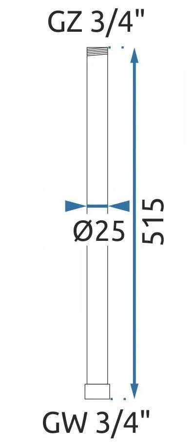 Przedłużka do Zestawu Wannowo-prysznicowego Miedź Szczotkowana 50cm