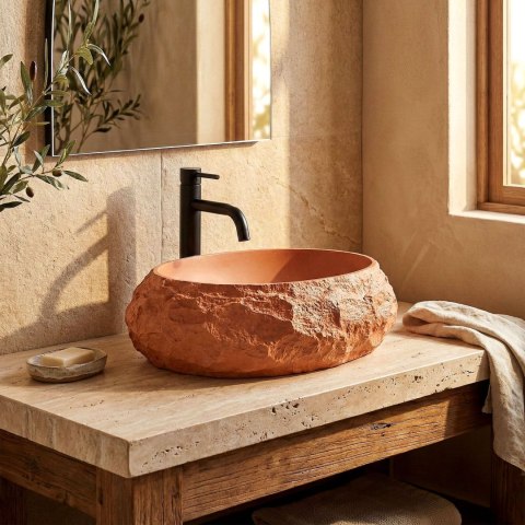 Umywalka nablatowa Rea Mika Terracotta