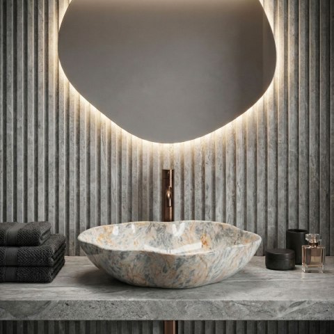 Umywalka nablatowa Rea Pearl Ruststone