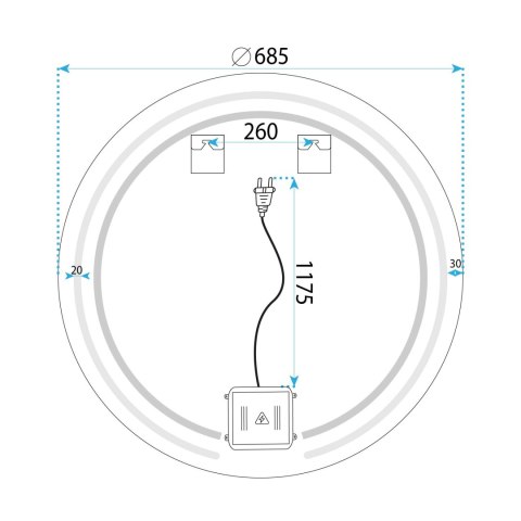 Lustro ścienne LED 70cm Modern