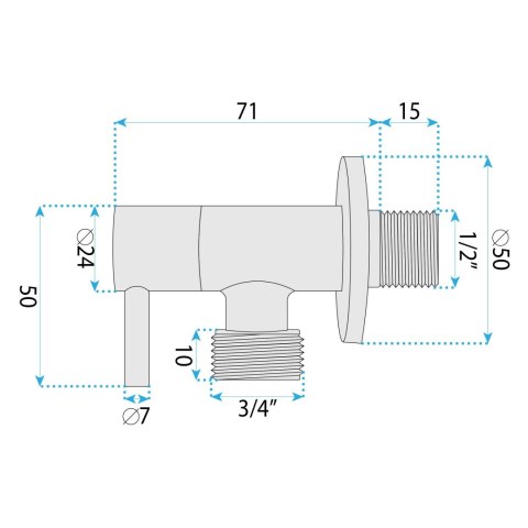 Zawór kątowy 01 1/2" x 3/4" Złoty szczotkowany