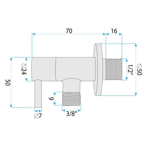 Zawór kątowy 01 1/2" x 3/8" Złoty szczotkowany