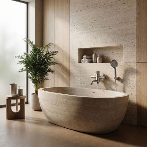 Bateria wannowa Rea Lungo Stripe Nikiel Szczotkowany