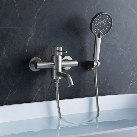 Bateria wannowa Rea Lungo Stripe Nikiel Szczotkowany