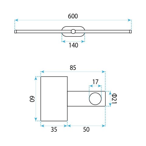 Kinkiet łazienkowy LED APP1890-1W 60 cm Złoty