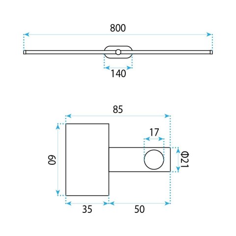 Kinkiet łazienkowy LED APP1894-1W 80 cm Złoto szczotkowane
