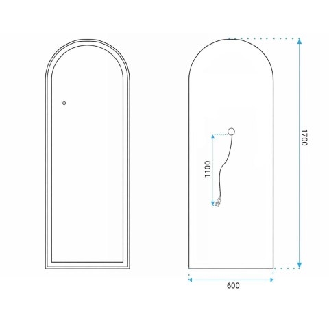 LUSTRO LED Orbit 60x170cm Złote Szczotkowane
