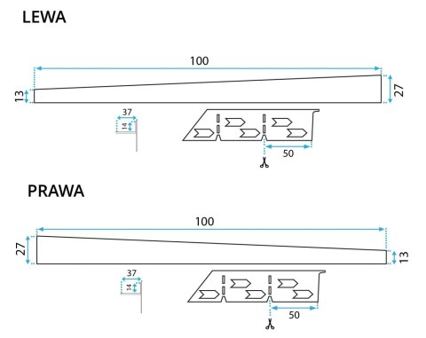 Listwa Spadkowa Brodzikowa 100cm Miedź Szczotkowana
