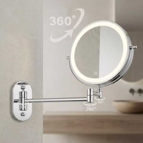 Lustro ścienne dwustronne kosmetyczne LED Glow Chrom