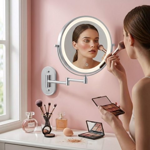 Lustro ścienne dwustronne kosmetyczne LED Glow Chrom