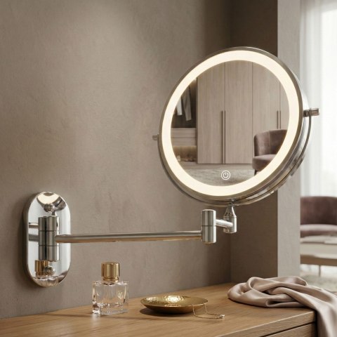 Lustro ścienne dwustronne kosmetyczne LED Glow Chrom