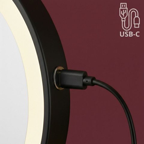 Lustro ścienne dwustronne kosmetyczne LED Glow Czarne