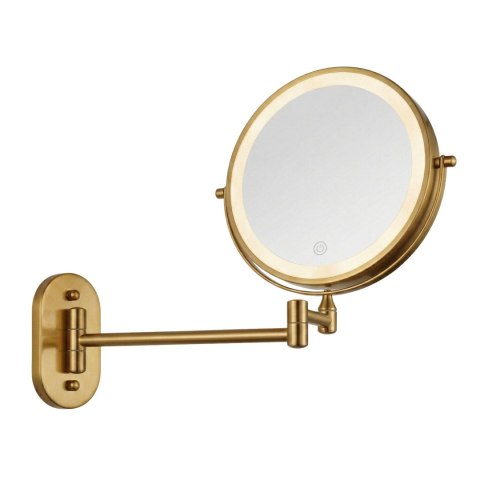 Lustro ścienne dwustronne kosmetyczne LED Glow Złoto Vintage