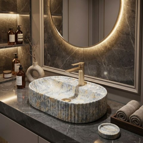 Umywalka nablatowa Rea Marcela 60 Ruststone