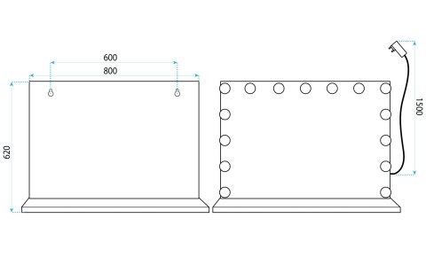 Lustro LED Hollywood Białe 80x60