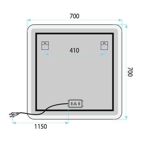 Lustro ścienne LED 70x70cm TOP-2
