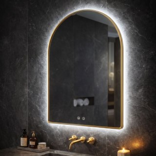Lustro ścienne LED 80x60cm CAMLOT Złote Szczotkowane