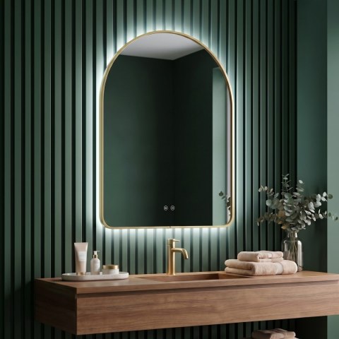 Lustro ścienne LED 80x60cm CAMLOT Złote Szczotkowane