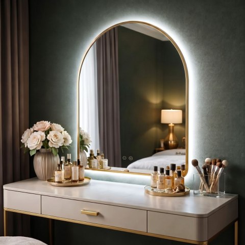 Lustro ścienne LED 80x60cm CAMLOT Złote Szczotkowane