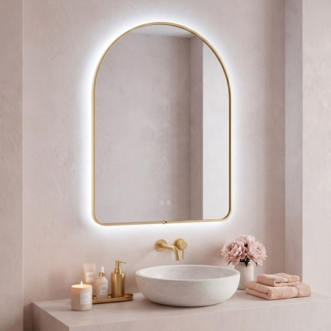 Lustro ścienne LED 80x60cm CAMLOT Złote Szczotkowane