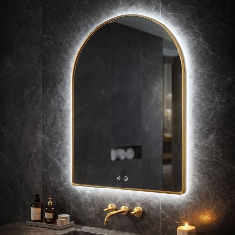 Lustro ścienne LED 80x60cm CAMLOT Złote Szczotkowane