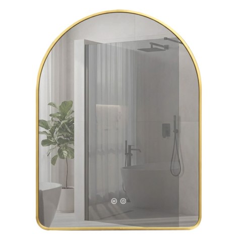 Lustro ścienne LED 80x60cm CAMLOT Złote Szczotkowane