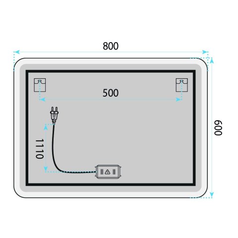Lustro ścienne LED 80x60cm TOP-3