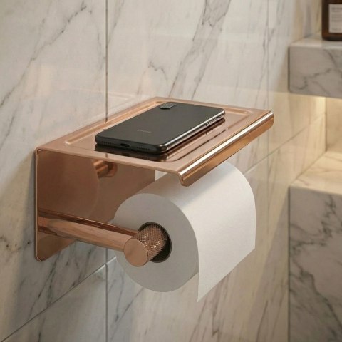 Uchwyt na papier toaletowy z półką 6613 Modern Miedź