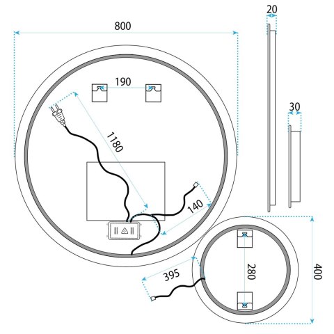 LUSTRO ŚCIENNE LED R-8040 80cm + 40cm
