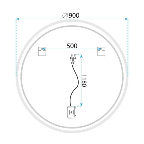 Lustro ścienne LED SOFT 90