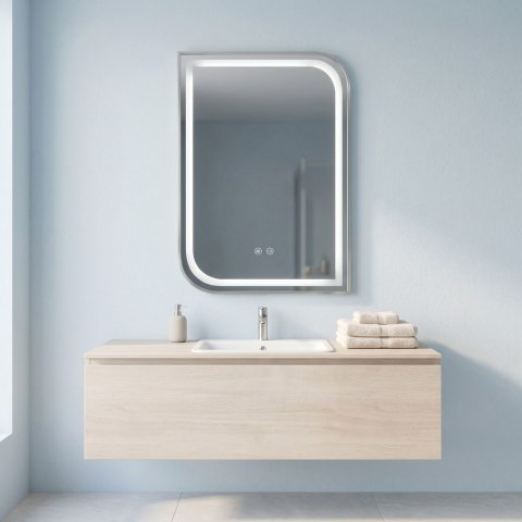 Lustro ścienne LED ZONE 70x50 Nikiel Szczotkowany