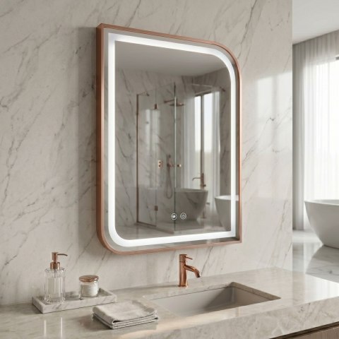 Lustro ścienne LED ZONE 70x50 Różowe Złoto Szczotkowane