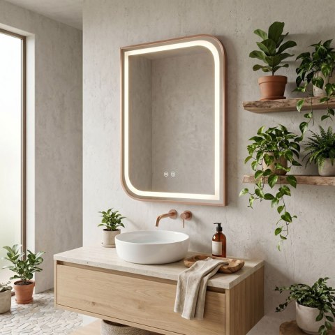 Lustro ścienne LED ZONE 70x50 Różowe Złoto Szczotkowane