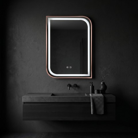 Lustro ścienne LED ZONE 70x50 Różowe Złoto Szczotkowane