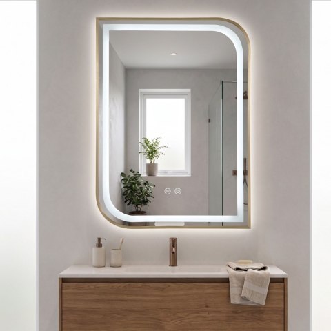Lustro ścienne LED ZONE 70X50 Złoty Szczotkowany