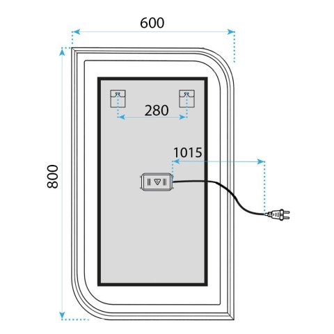 Lustro ścienne LED ZONE 80x60 Nikiel Szczotkowany