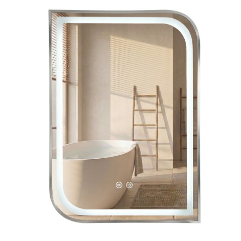 Lustro ścienne LED ZONE 80x60 Nikiel Szczotkowany