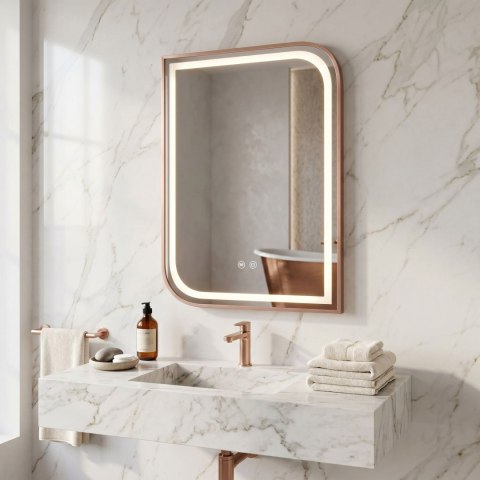 Lustro ścienne LED ZONE 80x60 Różowe Złoto Szczotkowane