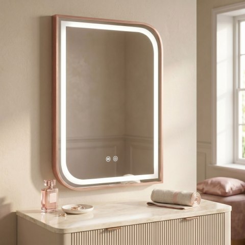 Lustro ścienne LED ZONE 80x60 Różowe Złoto Szczotkowane