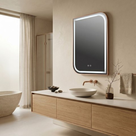 Lustro ścienne LED ZONE 80x60 Różowe Złoto Szczotkowane
