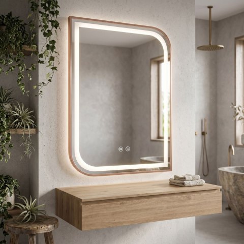 Lustro ścienne LED ZONE 80x60 Różowe Złoto Szczotkowane