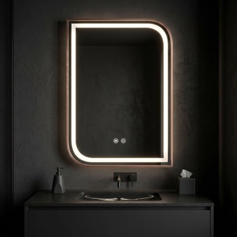 Lustro ścienne LED ZONE 80x60 Różowe Złoto Szczotkowane