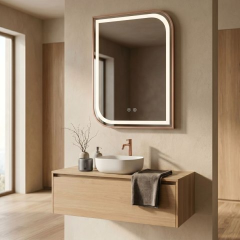 Lustro ścienne LED ZONE 80x60 Różowe Złoto Szczotkowane