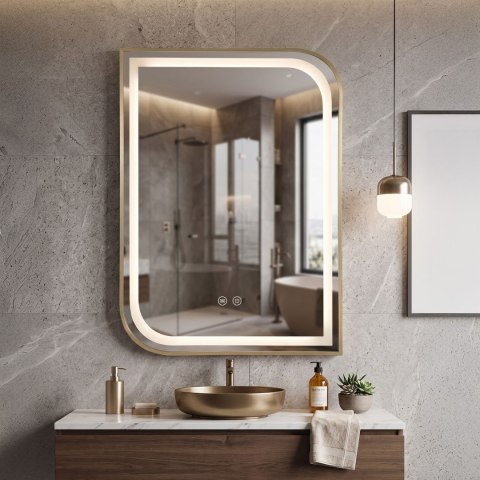 Lustro ścienne LED ZONE 80X60 Złoty Szczotkowany